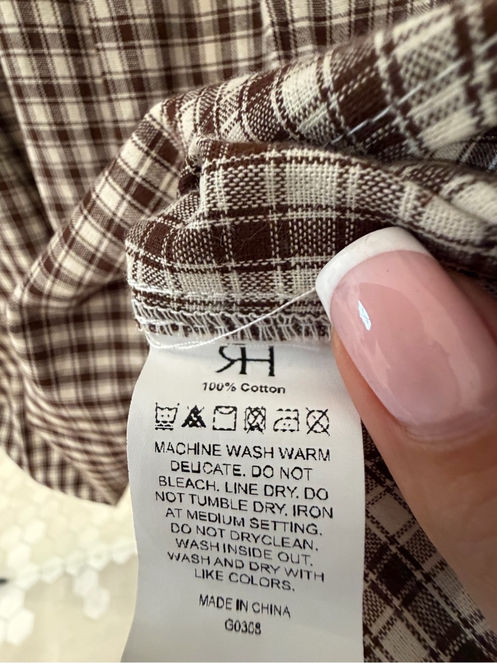 RIHOAS Brown Gingham Smocked Mini Dress with Puff Sleeves - Picture 7 of 7